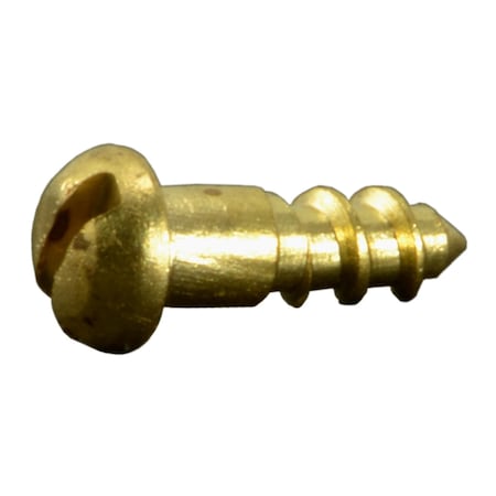 Midwest Fastener Wood Screw, #1, 1/4 in, Plain Brass Round Head Slotted Drive, 35 PK 34633